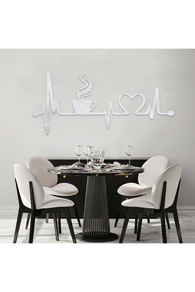 لوحة اكريلك فضي بنقشة قهوة - 1