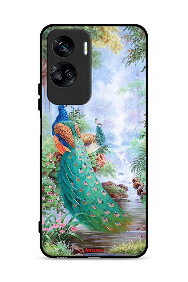 غطاء حماية لهاتف Honor 90 Lite 5G بنقشة الطاووس