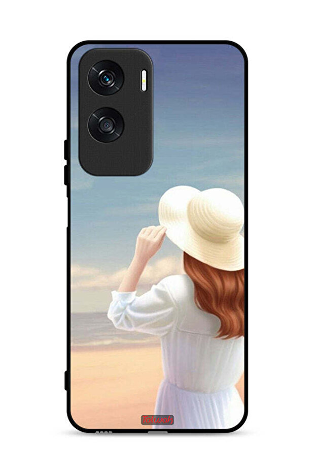 غطاء حماية لهاتف Honor X50i 5G بنقشة قبعة فتاة واقفة