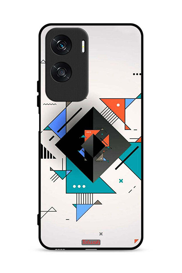 غطاء حماية لهاتف Honor X50i 5G بأشكال مربعة ومثلثة ونمط تجريدي