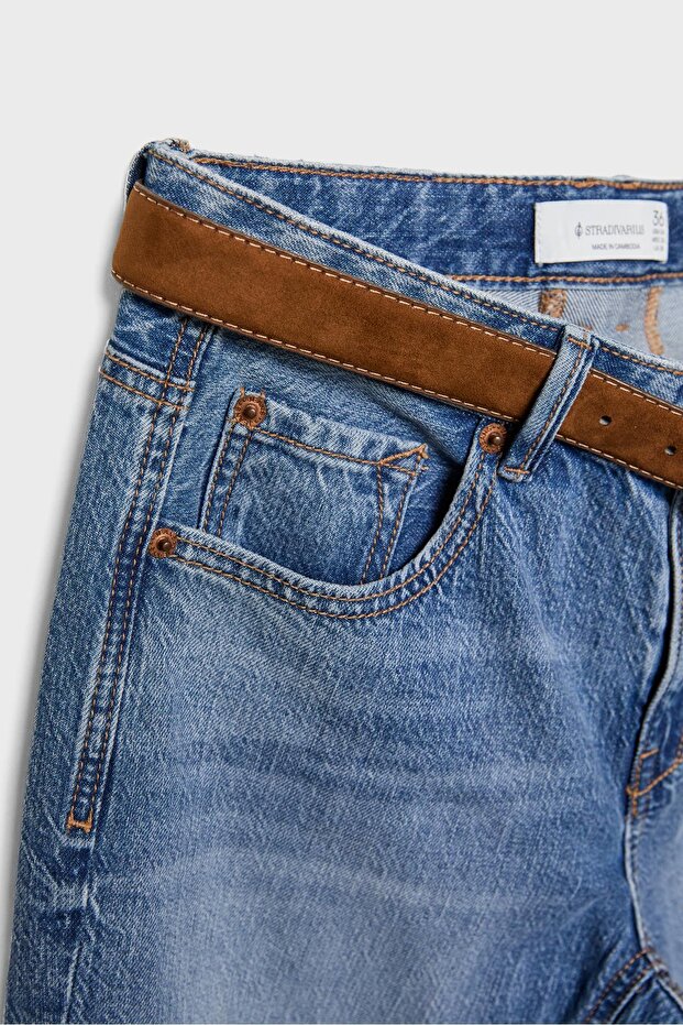 D68 kemerli bootcut jean - 7