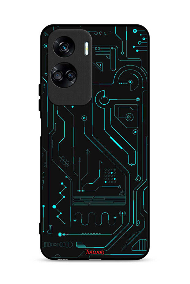 غطاء حماية لهاتف Honor 90 Lite 5G دوائر فنية رقمية بسيطة شاشات متعددة