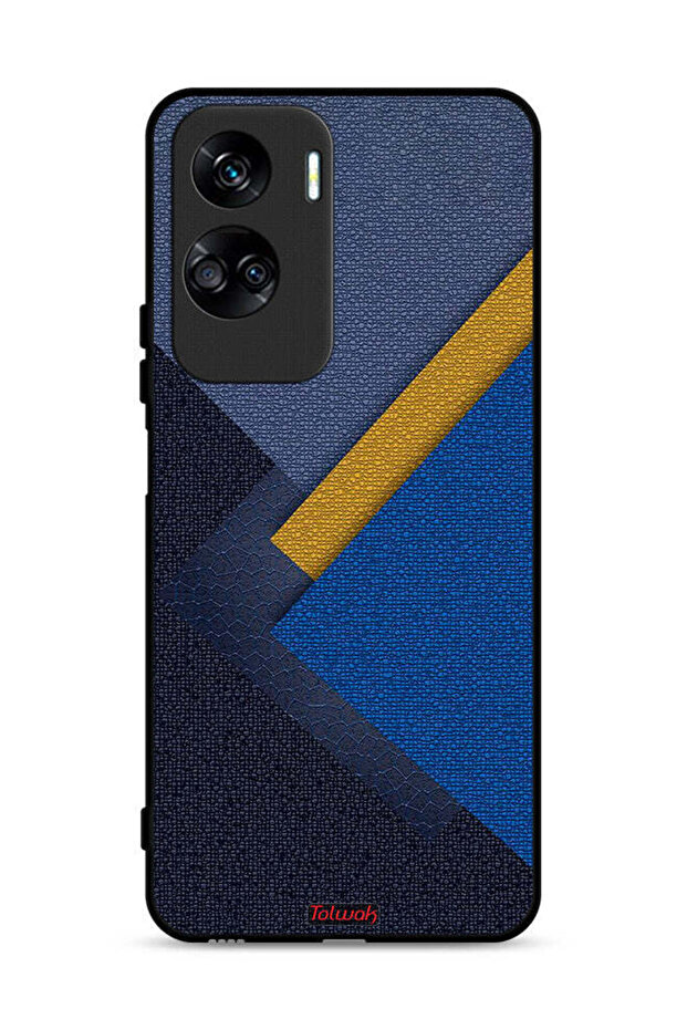 غطاء حماية لهاتف Honor 90 Lite 5G بنقشة مثلثات جلدية