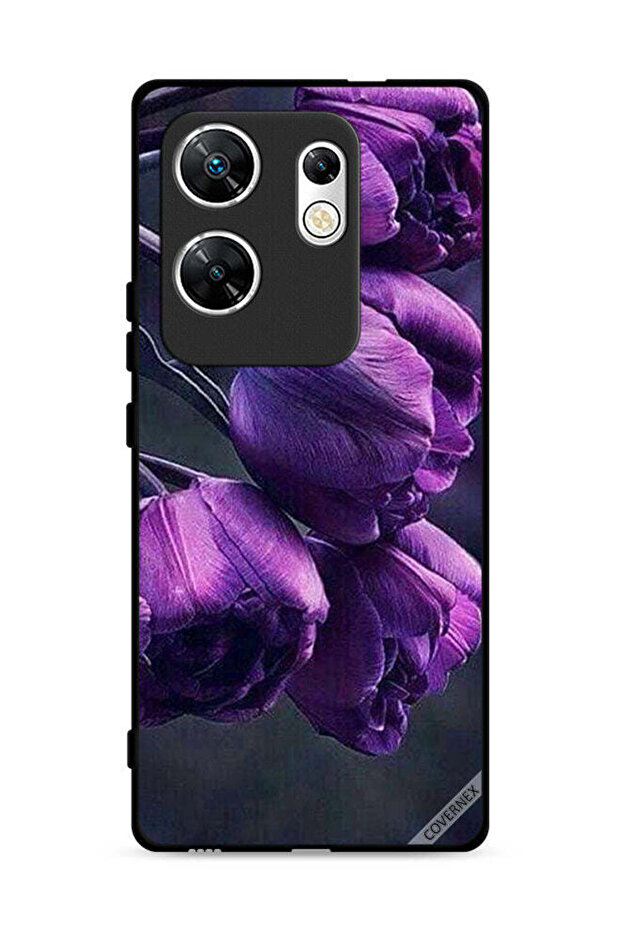 غطاء حماية لهاتف Infinix Zero 30 4G بنقشة زهور داكنة