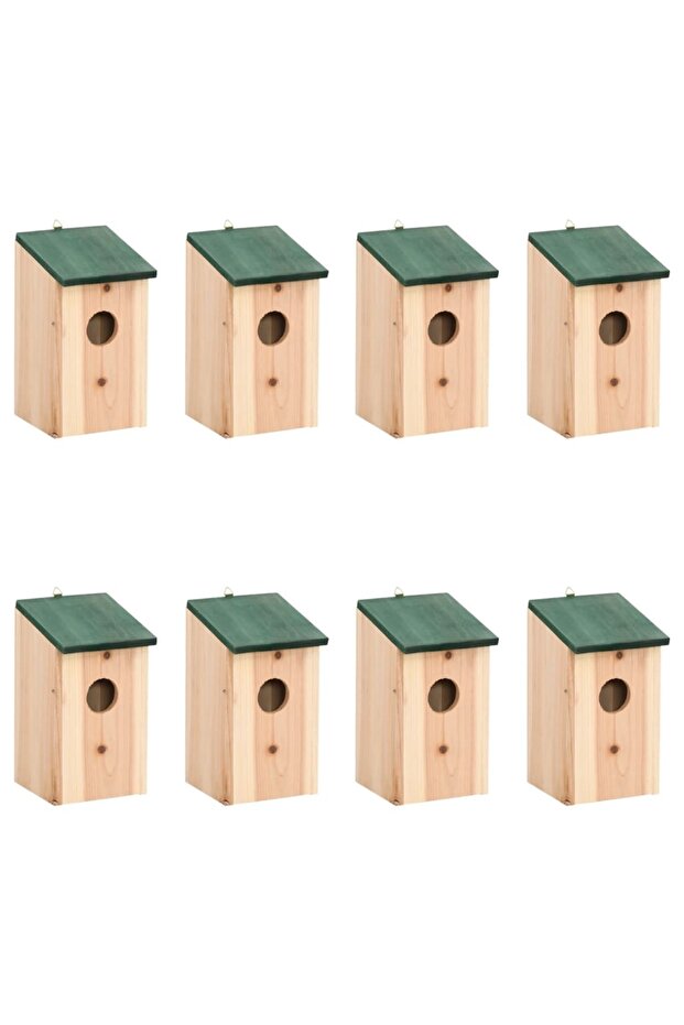 Bird Houses 8 pcs Wood 12x12x22 cm