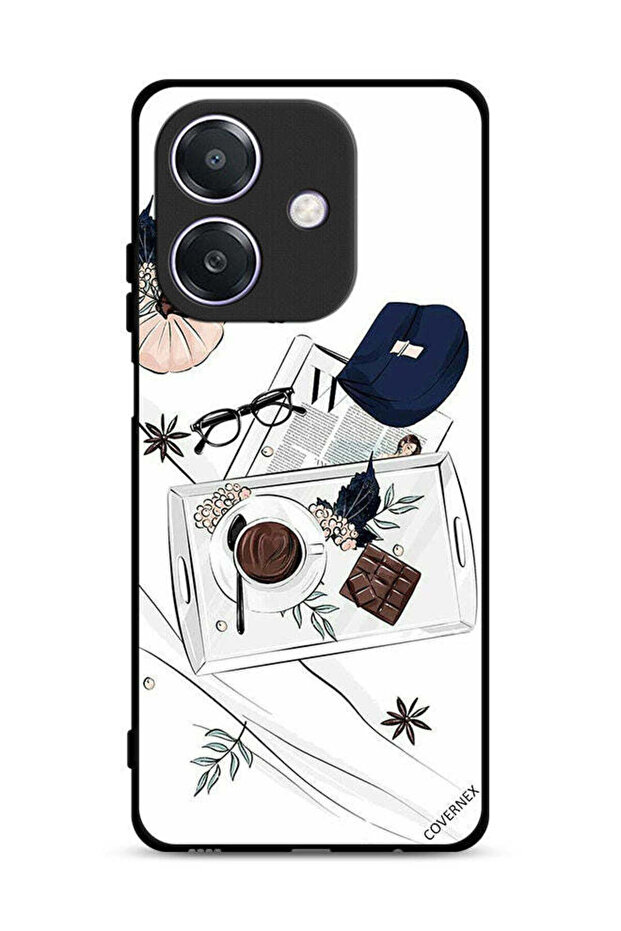 غطاء حماية Oppo A3 5G بتصميم فن القهوة والشوكولاتة