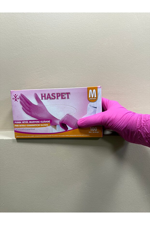 HASPET NİTRİL PEMBE RENK ELDİVEN - 1