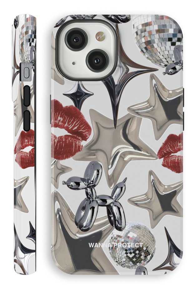 Case for iPhone 15 Dual Layer Shock-Absorbing Protection Heart Star Glossy Superior Protect Phone Case
