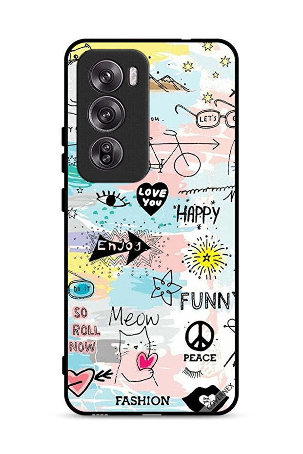 غطاء حماية Oppo Reno12 Pro 5G بتصميم Doodle Meow Enjoy