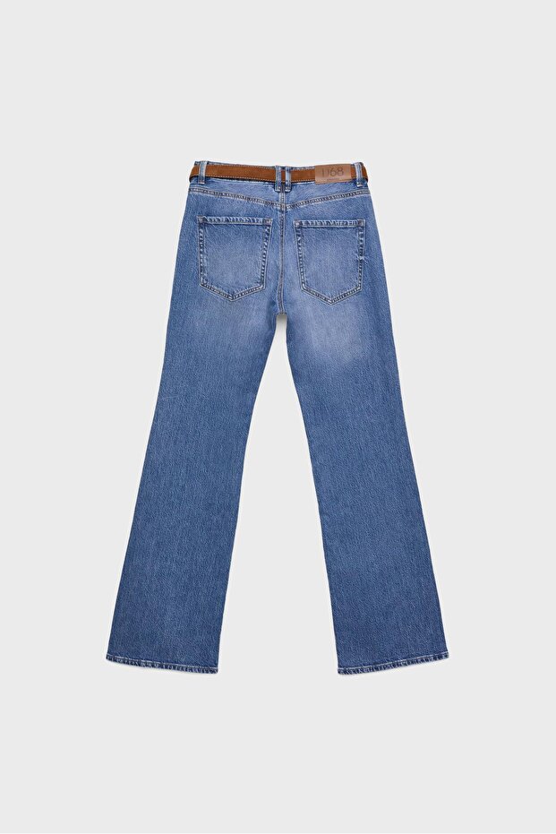 D68 kemerli bootcut jean - 6