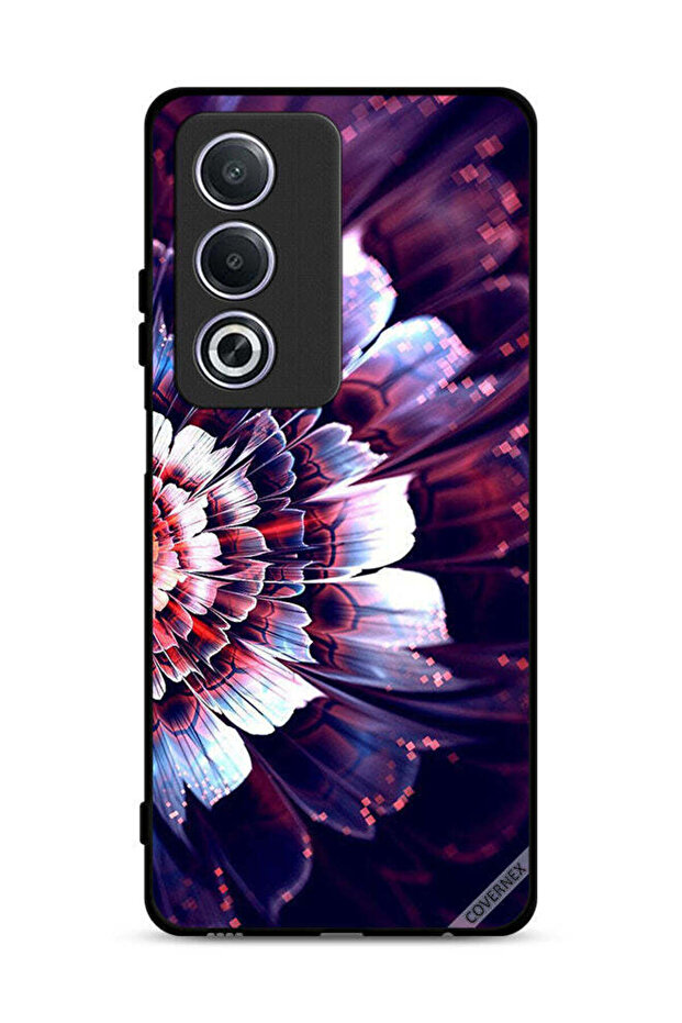 غطاء حماية لهاتف Oppo A3 Pro 5G مزين بزهرة كبيرة عاكسة على الجانب الأيسر