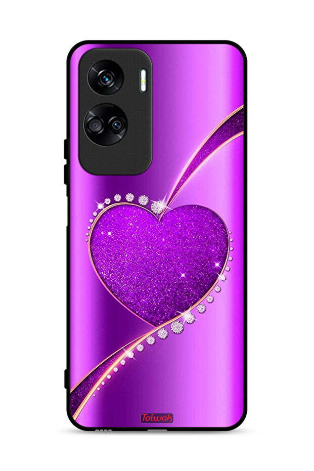 غطاء حماية لهاتف Honor 90 Lite 5G بنقشة قلب لامعة