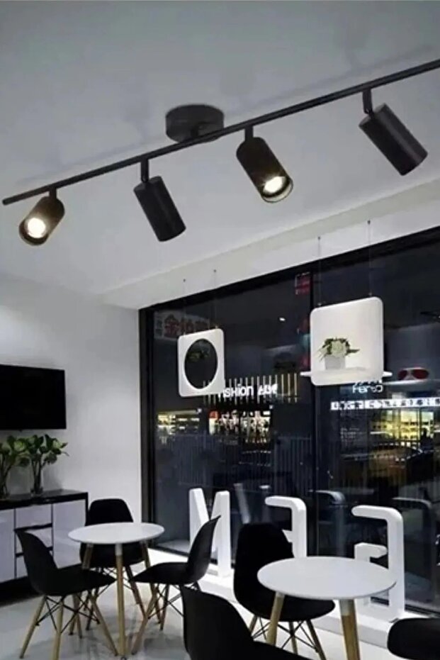 Duru Siyah 4'lü Sıralı Spot Ledli Avize - 1