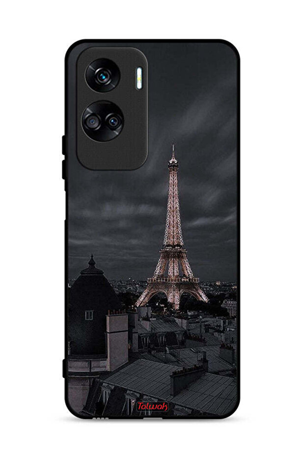 غطاء حماية لهاتف Honor 90 Lite 5G بطبعة برج إيفل في الليل