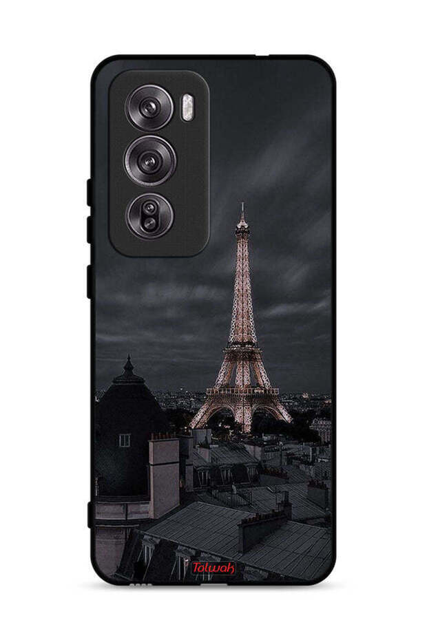 غطاء حماية لهاتف Oppo Reno12 Pro 5G بتصميم برج إيفل في الليل
