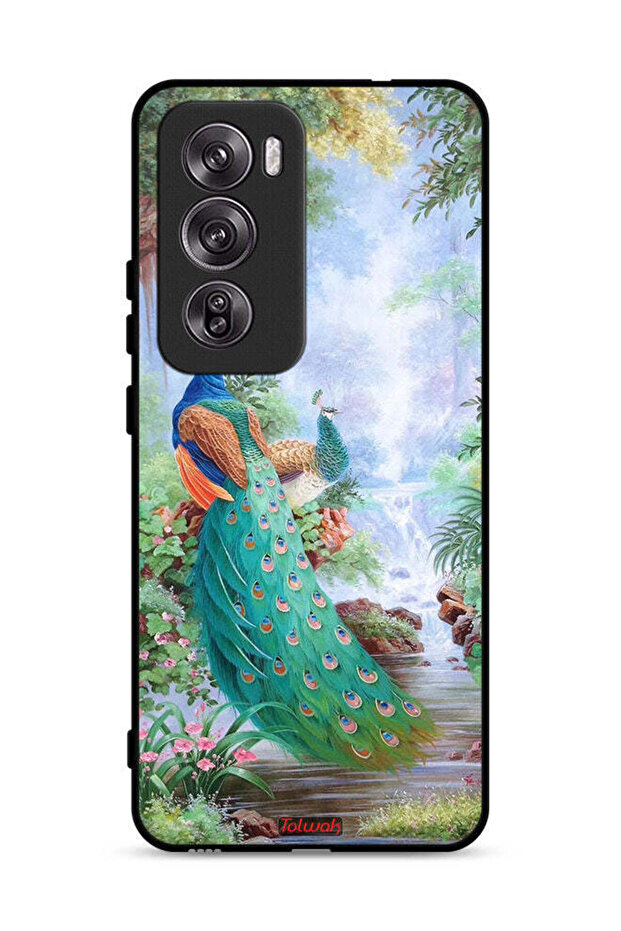 غطاء حماية لهاتف Oppo Reno12 Pro 5G بنقشة الطاووس