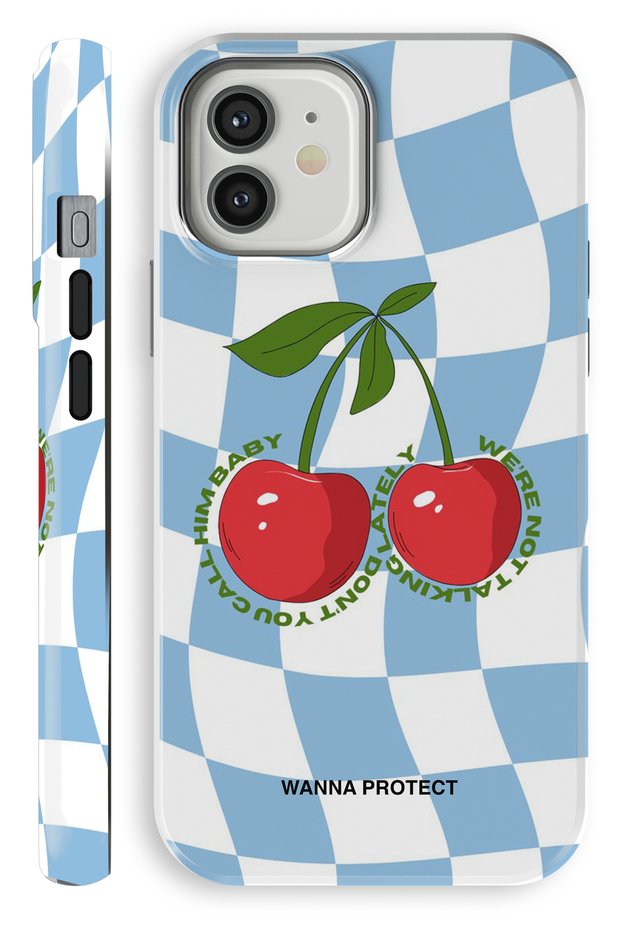 iPhone 11 Dual Layer Shock Absorbing Protection Blue Cherry Glossy Superior Protect Phone Case