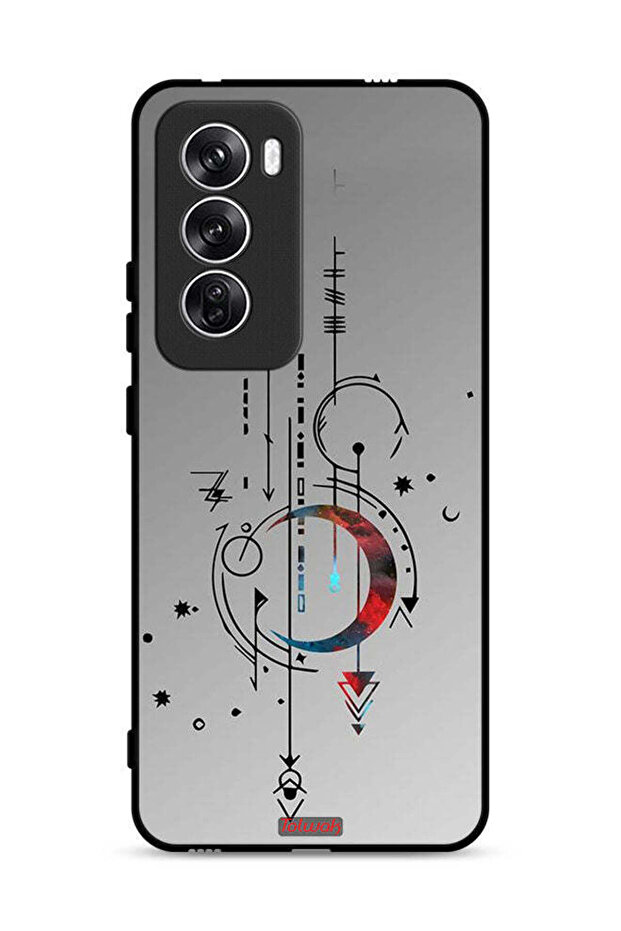 غطاء حماية Oppo Reno12 5G بنقشة فنية للقمر والسهام
