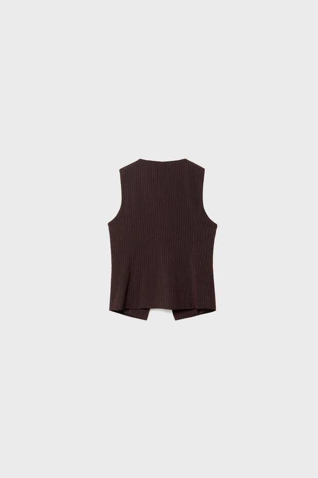 Düğmeli çizgili normal yelek - 6