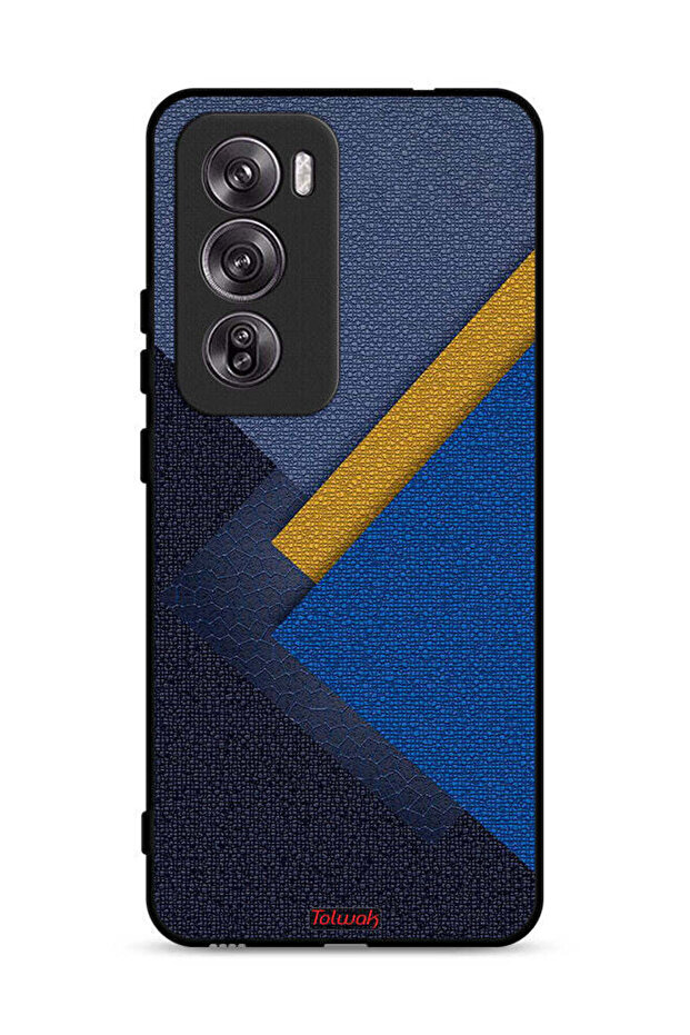غطاء حماية لهاتف Oppo Reno12 Pro 5G بنقشة مثلثات جلدية