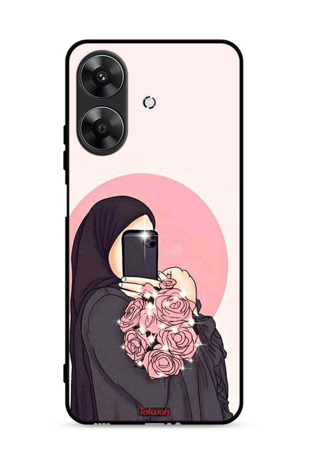 غطاء حماية لهاتف Realme Note 60 4G، فن التقاط صور سيلفي مع حمل الزهور