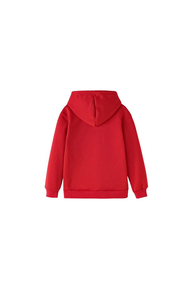 Unisex Çocuk Düz Baskısız Kapüşonlu Sweatshirt - 2