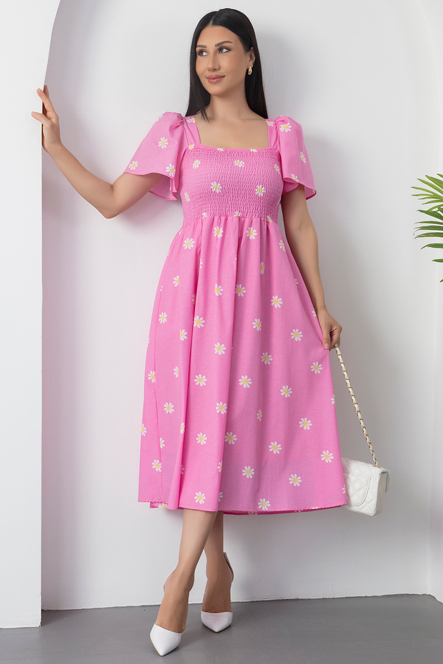 Göğüs Gipeli Volanlı Kol Polin Elbise GRS3483 - 3