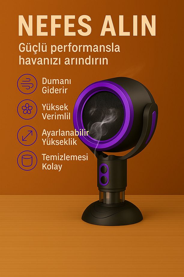 Şarjlı Hava Temizleyici Mini Masa Üstü Hava Emici Sigara Kokusu Negatif İyon Fonksiyonu, USB Şarjlı - 1