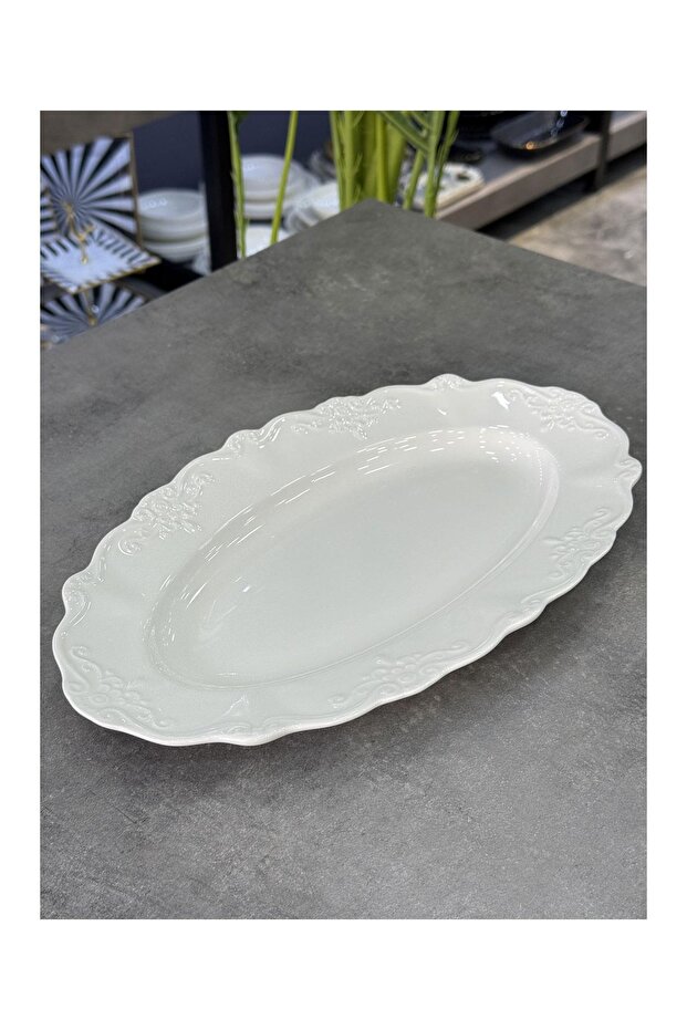 King Collection Porcelain Oval Boat Plate 32,5X19,5