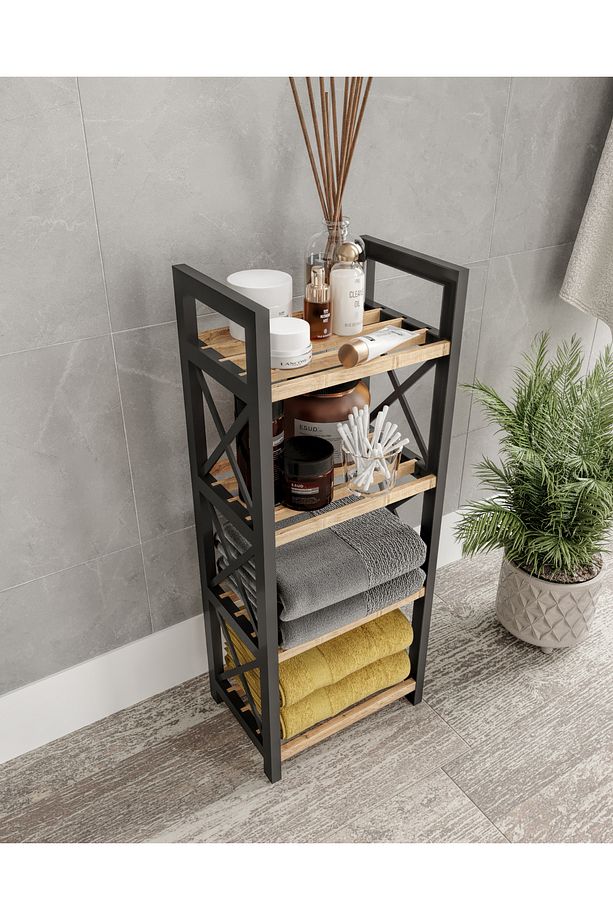 MİNİ Dekoratif Banyo Rafı Havluluk Peçetelik 4 KATLI - 2