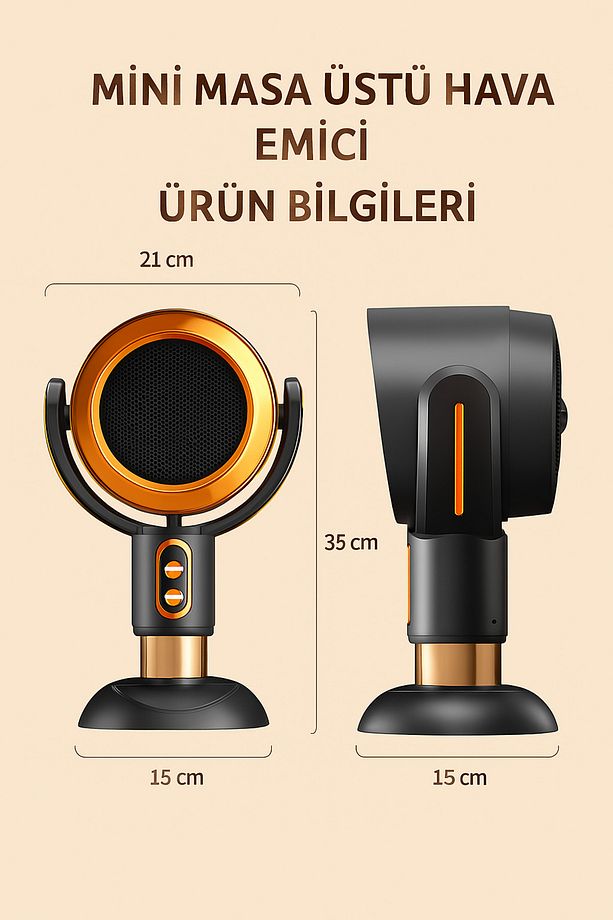 Şarjlı Hava Temizleyici Mini Masa Üstü Hava Emici Sigara Kokusu Negatif İyon Fonksiyonu, USB Şarjlı - 8