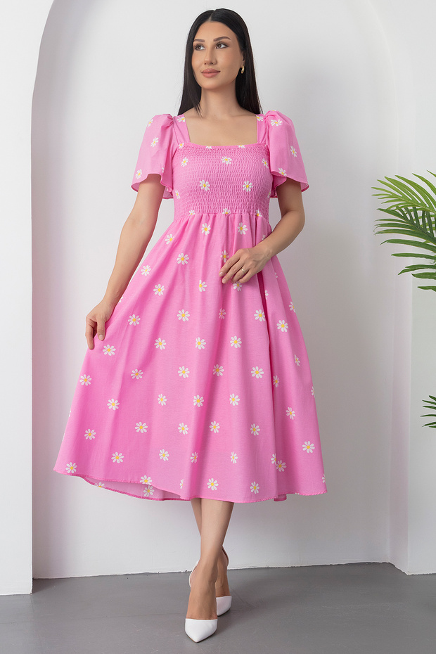 Göğüs Gipeli Volanlı Kol Polin Elbise GRS3483 - 5