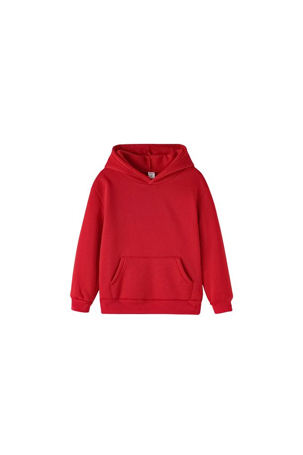 Unisex Çocuk Düz Baskısız Kapüşonlu Sweatshirt - 1