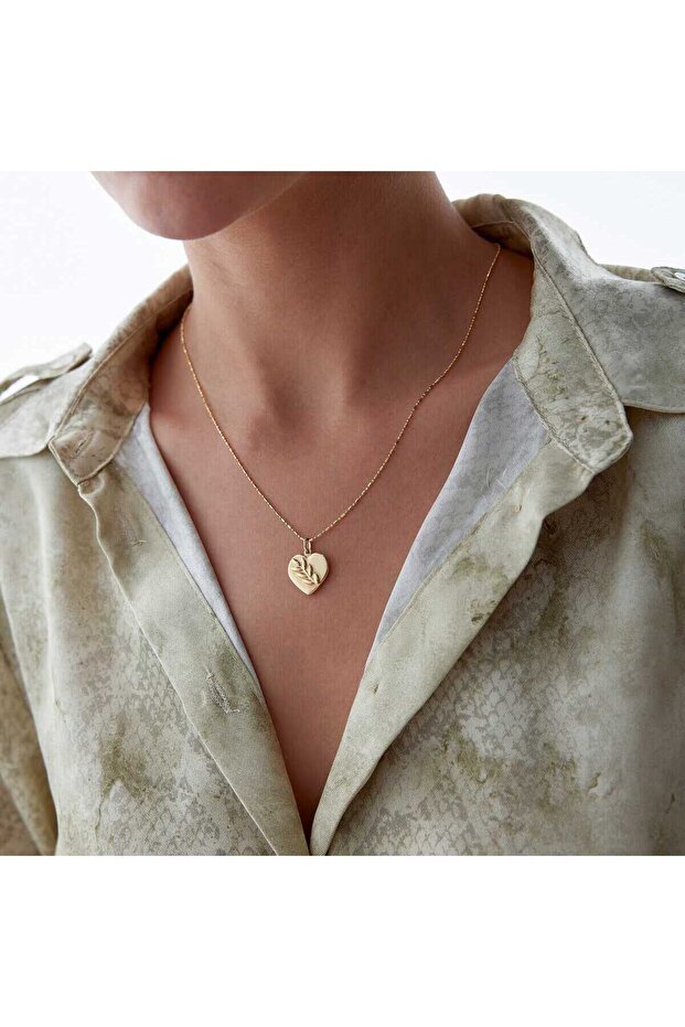 Başak Desen Kalp Kolye - 2