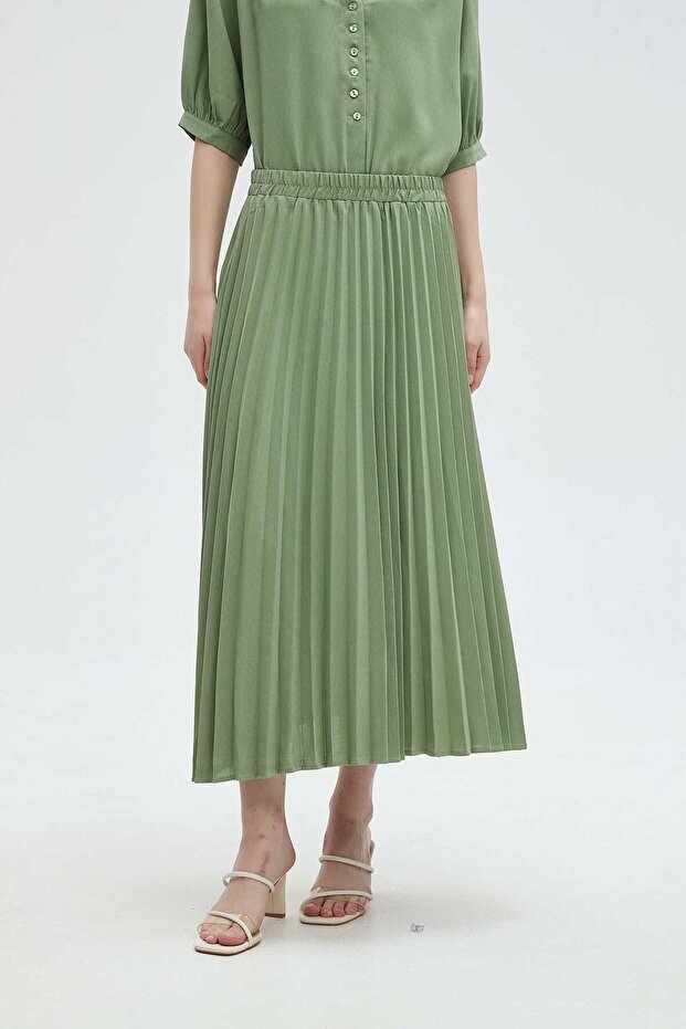 تنورة ميدي سادة مع كشكشة - 1