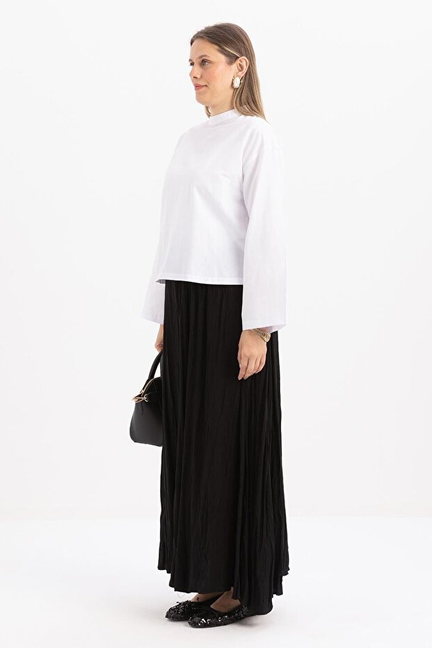 Siyah-Kraşlı Lastikli Basic Etek - 3