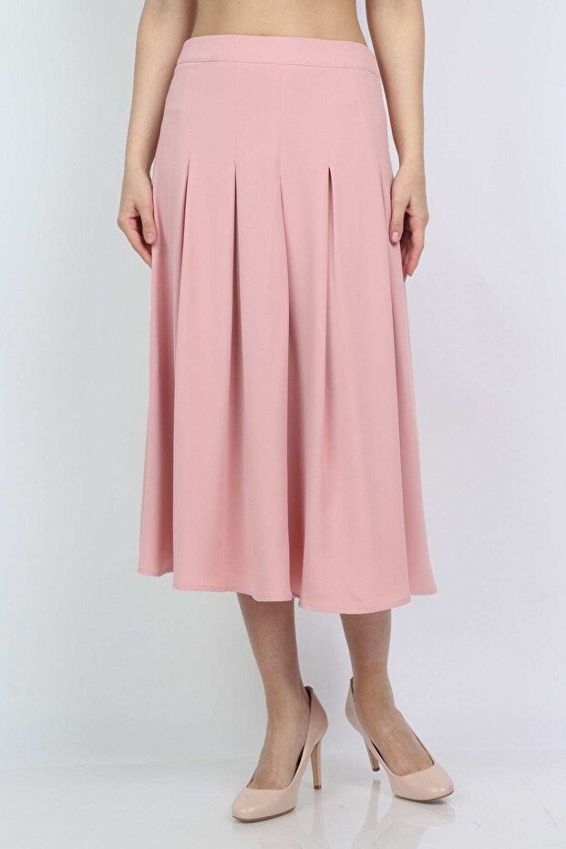 تنورة متوسطة الطول مطوية - 1