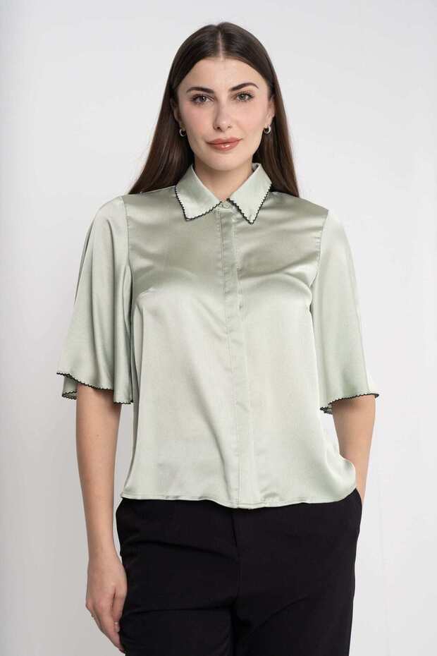 قميص سادة بأكمام قصيرة - 1