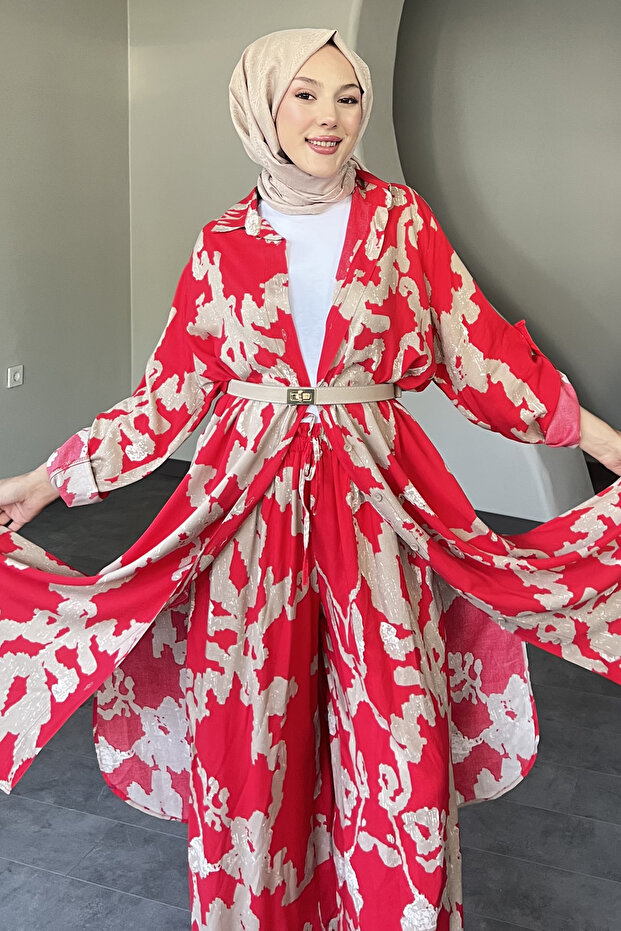 Set cămașă lungă cu model de piese - 4