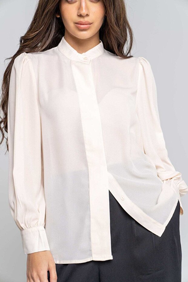 بلوزة سادة بأكمام طويلة - 1