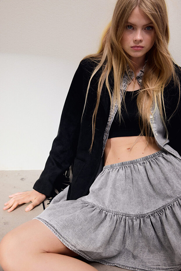 Farbalalı Mini Etek - 3