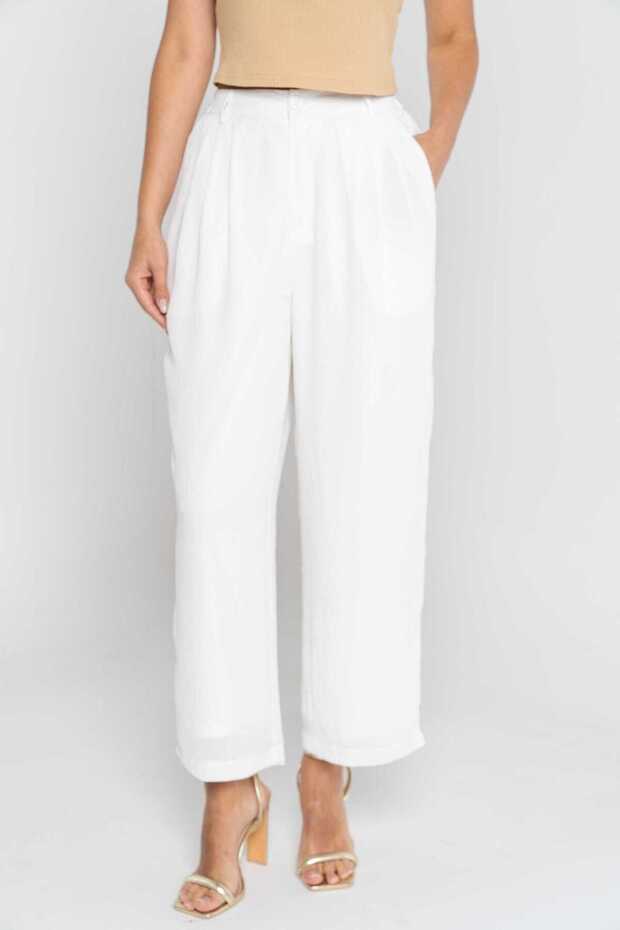 بنطلون سادة عالي الخصر - 1