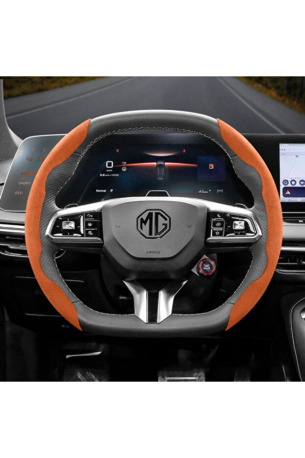 Orange Oval 2Pc Suitable for Mg Anti-Slip Buckle Segmented Suede Steering Wheel Cover, Compatible wi