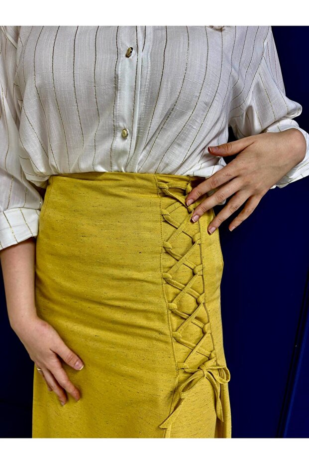 BAĞCIK DETAYLI MİNİ ETEK - 3