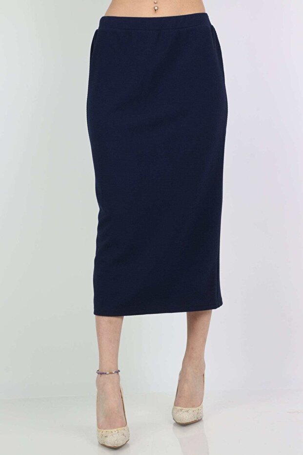 Solid Gathered Midi Skirt - 1
