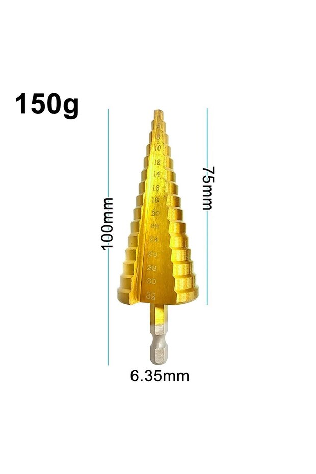 مقبض سداسي قطعة واحدة 4-32 مم قطعة واحدة مثقاب متدرج سداسي الأخدود مستقيم مطلي بالتيتانيوم 4-32 مم