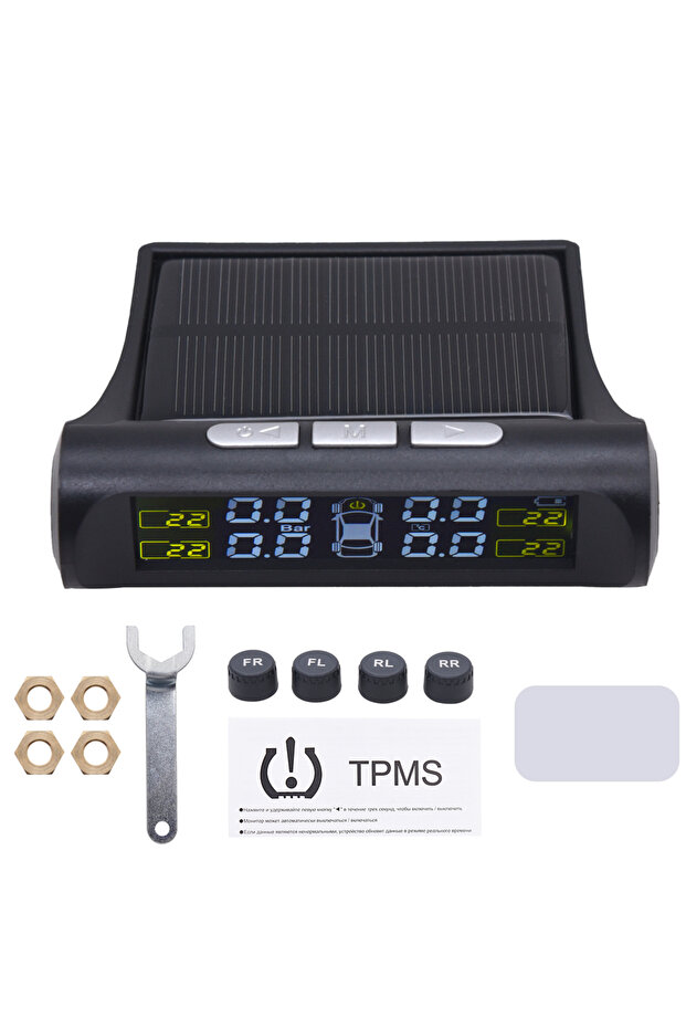 TY01 TPMS Solar Tire Pressure Sensor Car Tire Pressure Monitoring System with 4 Wheel Internal Exter