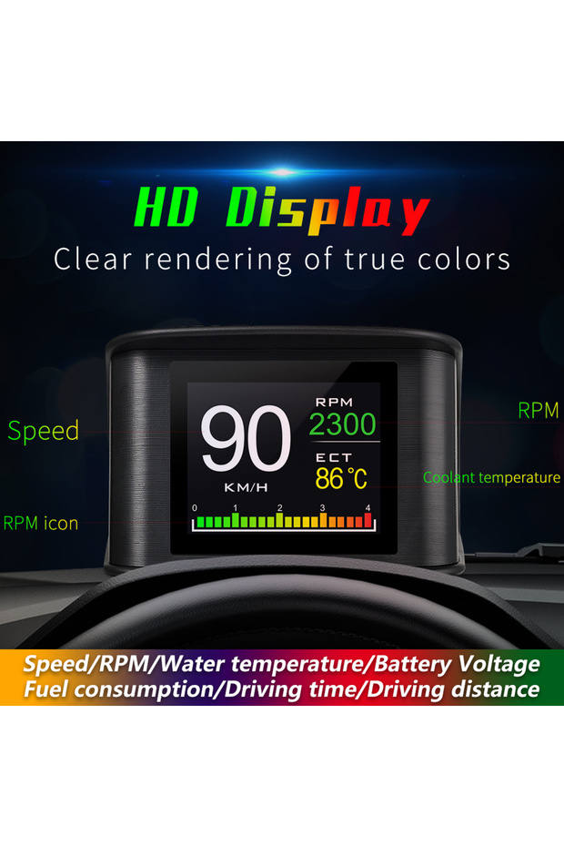 شاشة عرض P10 على لوحة القيادة، كمبيوتر رقمي على متن السيارة OBD2، شاشة عرض السرعة والمسافة المقطوعة بالسيارة... - 2