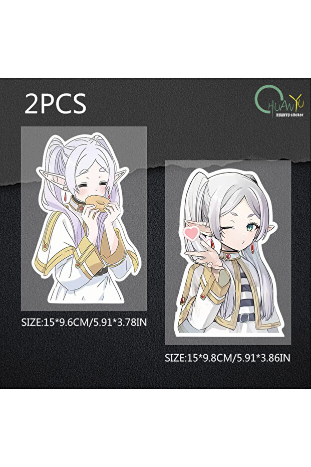 15cm C417A3 2pcs Frieren Anime Girl Chibi Decal Vinyl Scratch Proof Cute Car Stickers Laptop Refrige