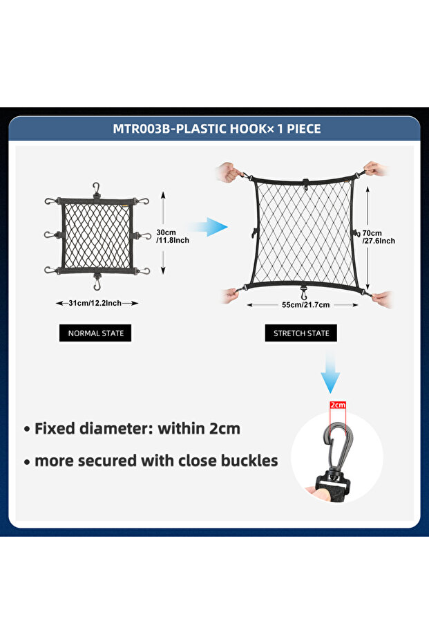 Rhinowalk Plastic Hooks x1PC Rhinowalk Motorcycle Helmet Holder Net 8 Metal/Plastic Hooks Motorbike